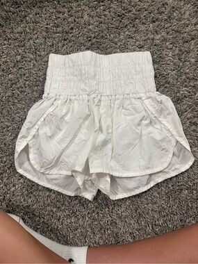 FP Movement by Free People White Smocked-Waist Athletic Shorts